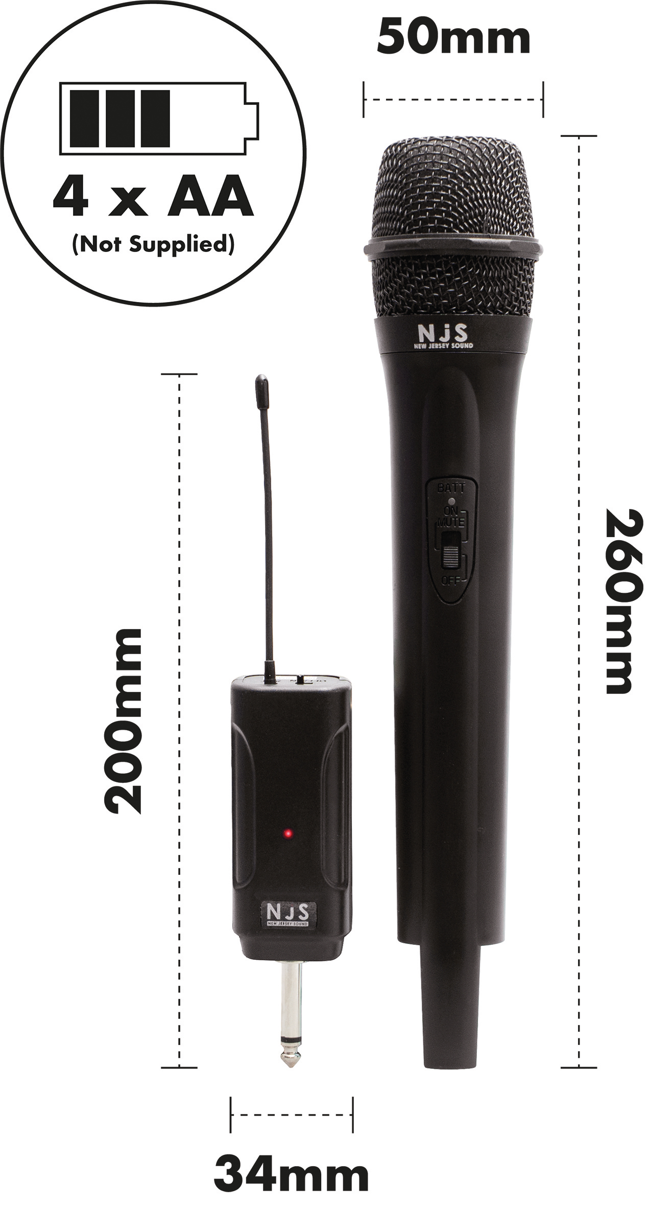 UHF Radio Handheld Microphone with Receiver Electrovision