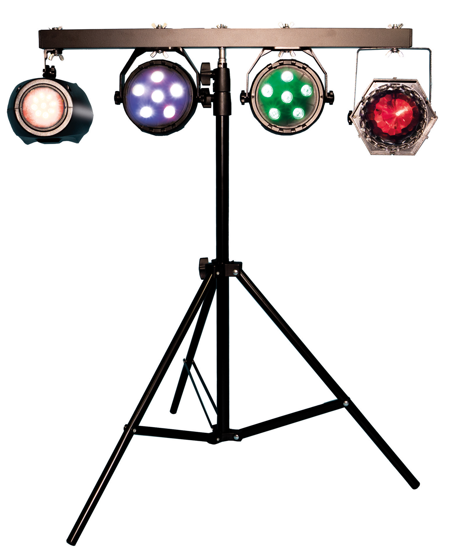 FXLAB Mobile DJ Lighting Kit with 4 LED Lighting Effects, T-Bar 