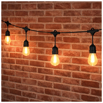 Eagle Connect 10m E27 ES Screw Festoon Lights- Black Rubber Cable, 15 ...
