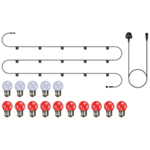 5m Festoon Lighting Kit with Red & White ES Golf Ball Lamps, Extendable to 100m, All-Weather Rubber Cable, Wales Fan Zone Lights