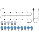 5m Festoon Lighting Kit with Blue & White ES Golf Ball Lamps, Extendable to 100m, All-Weather Rubber Cable, Scotland Fan Zone Lights